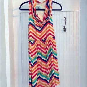 Judith March cowl neck rainbow striped dress
